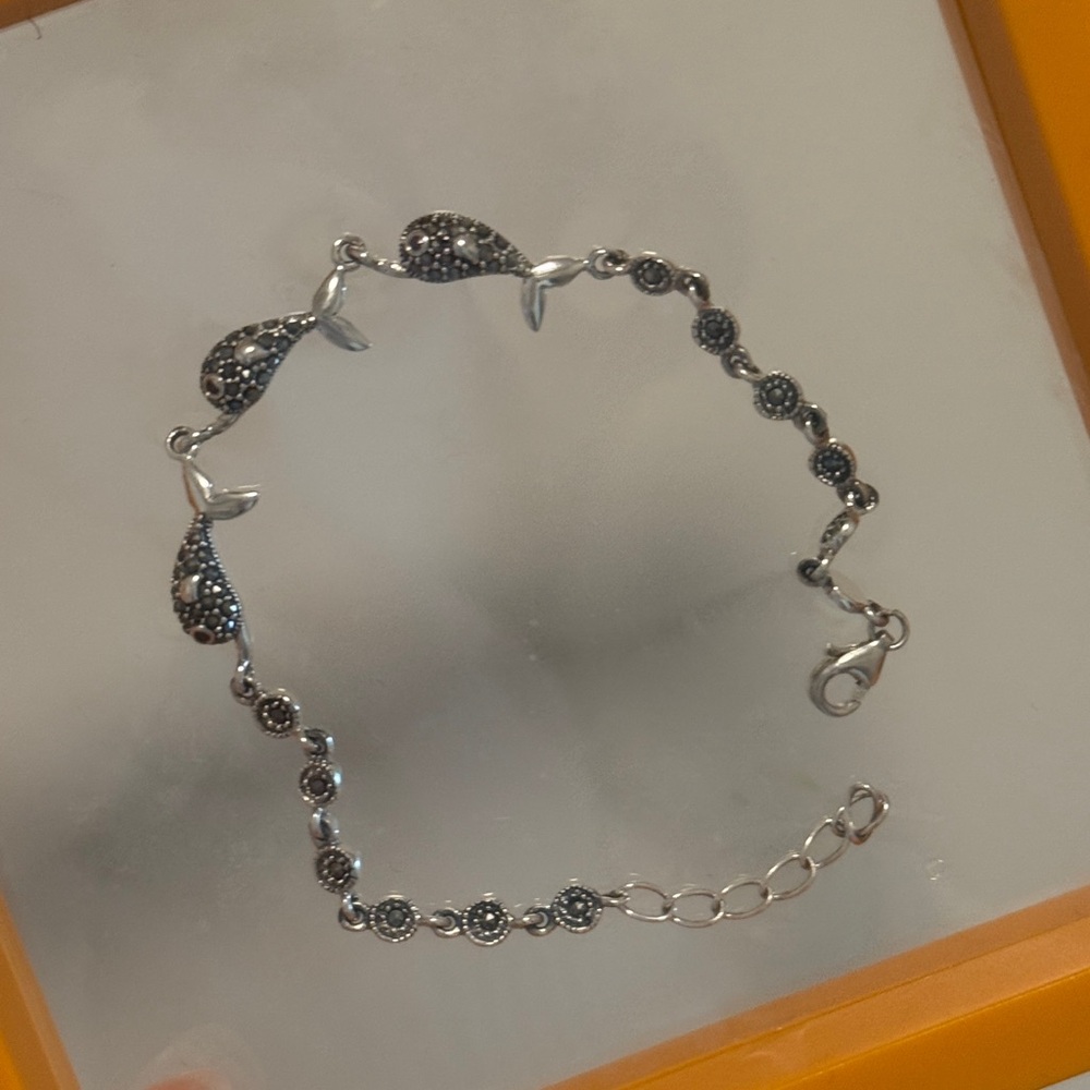 Elegant Silver Bracelet with Black Accents